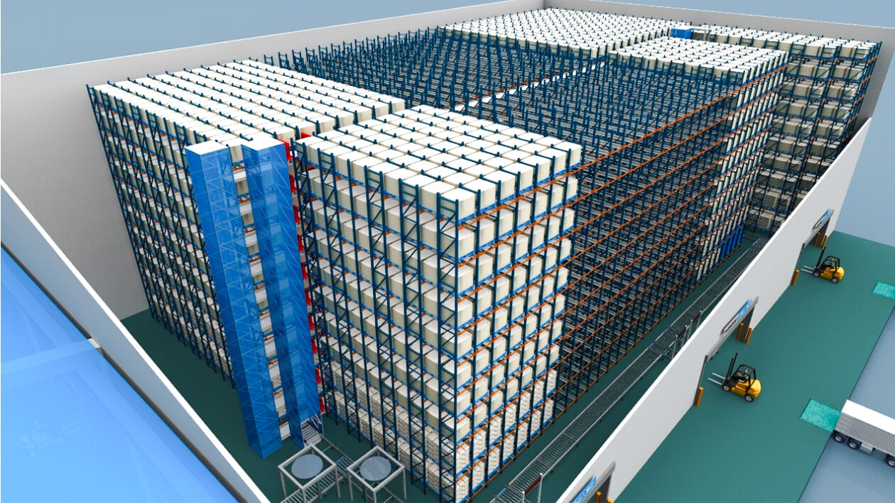 Full Automated Pallet Warehouse 3D Layout HUAYIDE Mother Child Shuttle System